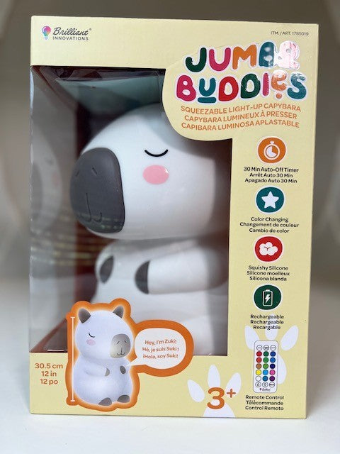 Jumbo Buddies Squeezable Kids Color Changing Night Light Lamp - Capybara - 12"