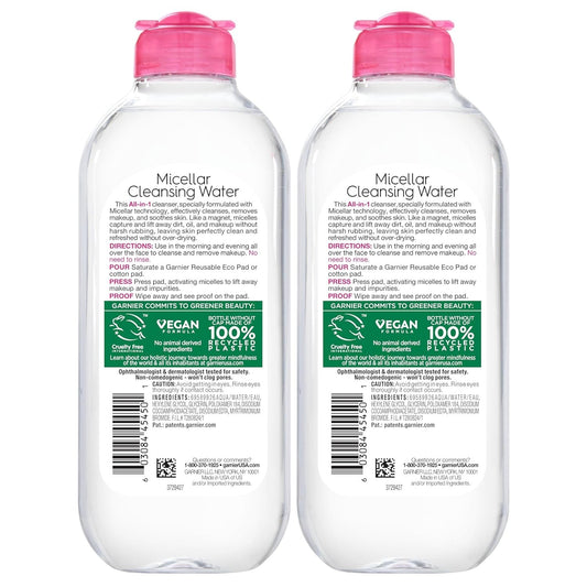 2 PACK Garnier Micellar Water Hydrating Facial Cleanser & Makeup Remover 23.7 oz