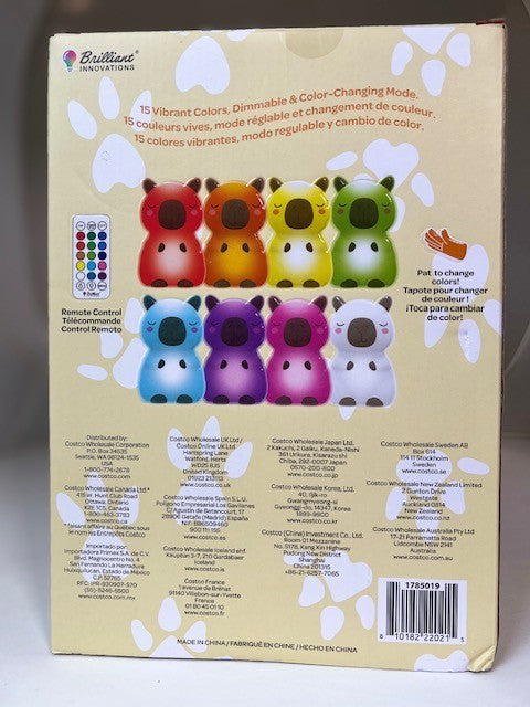 Jumbo Buddies Squeezable Kids Color Changing Night Light Lamp - Capybara - 12"