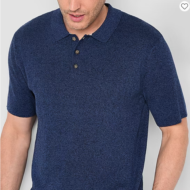 Stafford Linen Blend Mens Short Sleeve Button Polo
