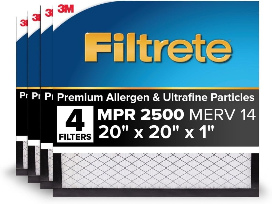 4 PACK Filtrete 2500 - 20x20x1 Premium Allergen AC Furnace Air Filter - Ultimate