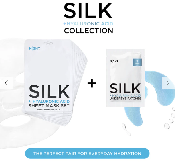 Night Skincare Hyaluronic Acid Anti-Aging Silk Sheet Masks 10 Count SEALED