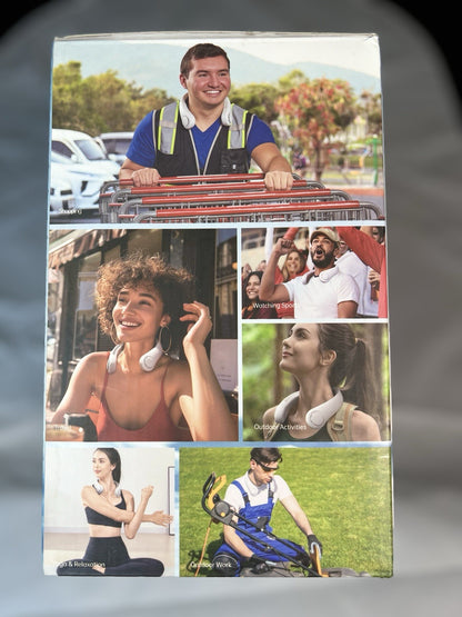 JISULIFE Powerful Neck Fan 2 Pack - 5 Speeds! Rechargeable Portable AC