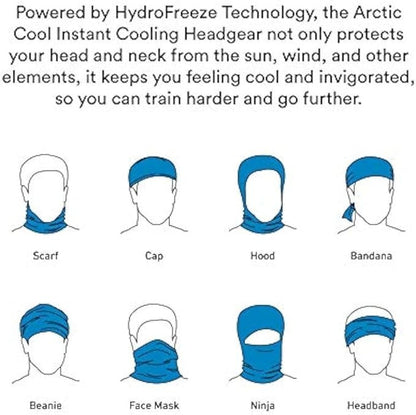 Arctic Cool Cooling Face Gaiter / Cover Unisex 3 Pack - Grey/Blue/Black