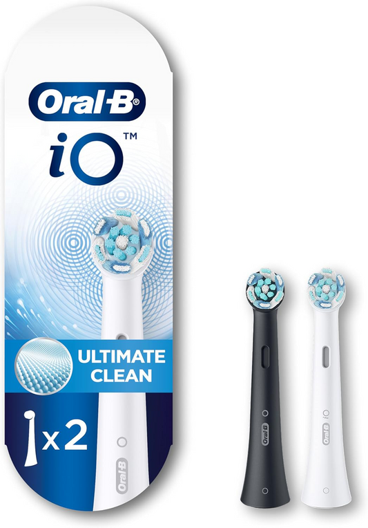 NEW Oral-B iO Ultimate Clean Replacement Brush Heads | Black & White 2 Pack