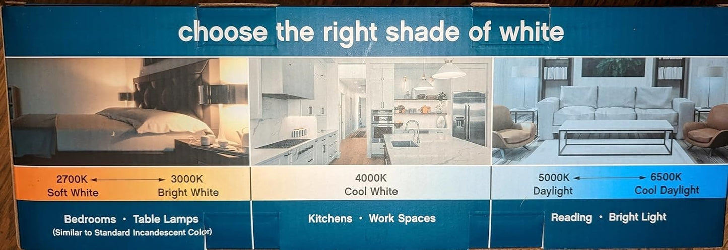 6 PACK Selectable Color Feit Electric Dimmable LED Light Bulbs 2700k-6500k