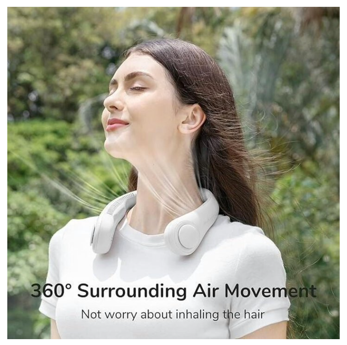 JISULIFE Powerful Neck Fan 2 Pack - 5 Speeds! Rechargeable Portable AC