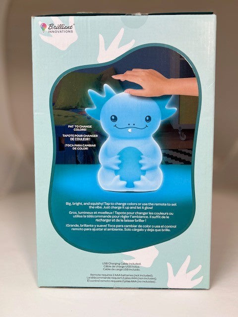 Jumbo Buddies Squeezable Kids Color Changing Night Light Lamp - Axolotl Axel 12"
