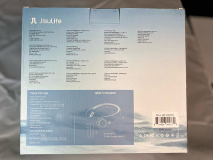 JISULIFE Powerful Neck Fan 2 Pack - 5 Speeds! Rechargeable Portable AC