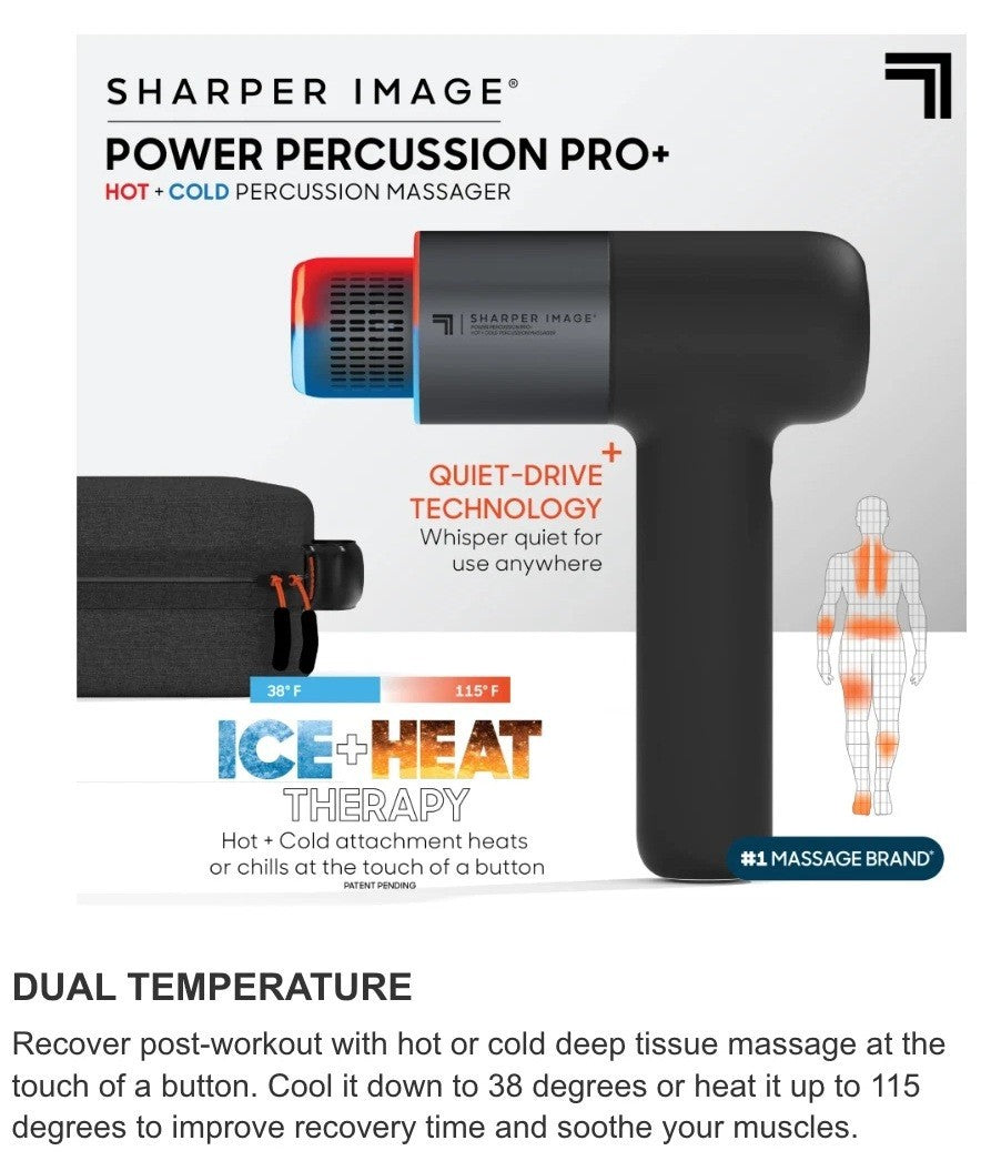 Sharper Image Power Percussion Pro+  Hot/Cold Percussion Massager Quiet 6 Speed