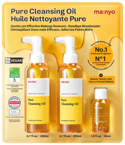 Manyo Pure Facial Cleansing Oil Blackhead Melting Daily Makeup Remover 3 PC Set