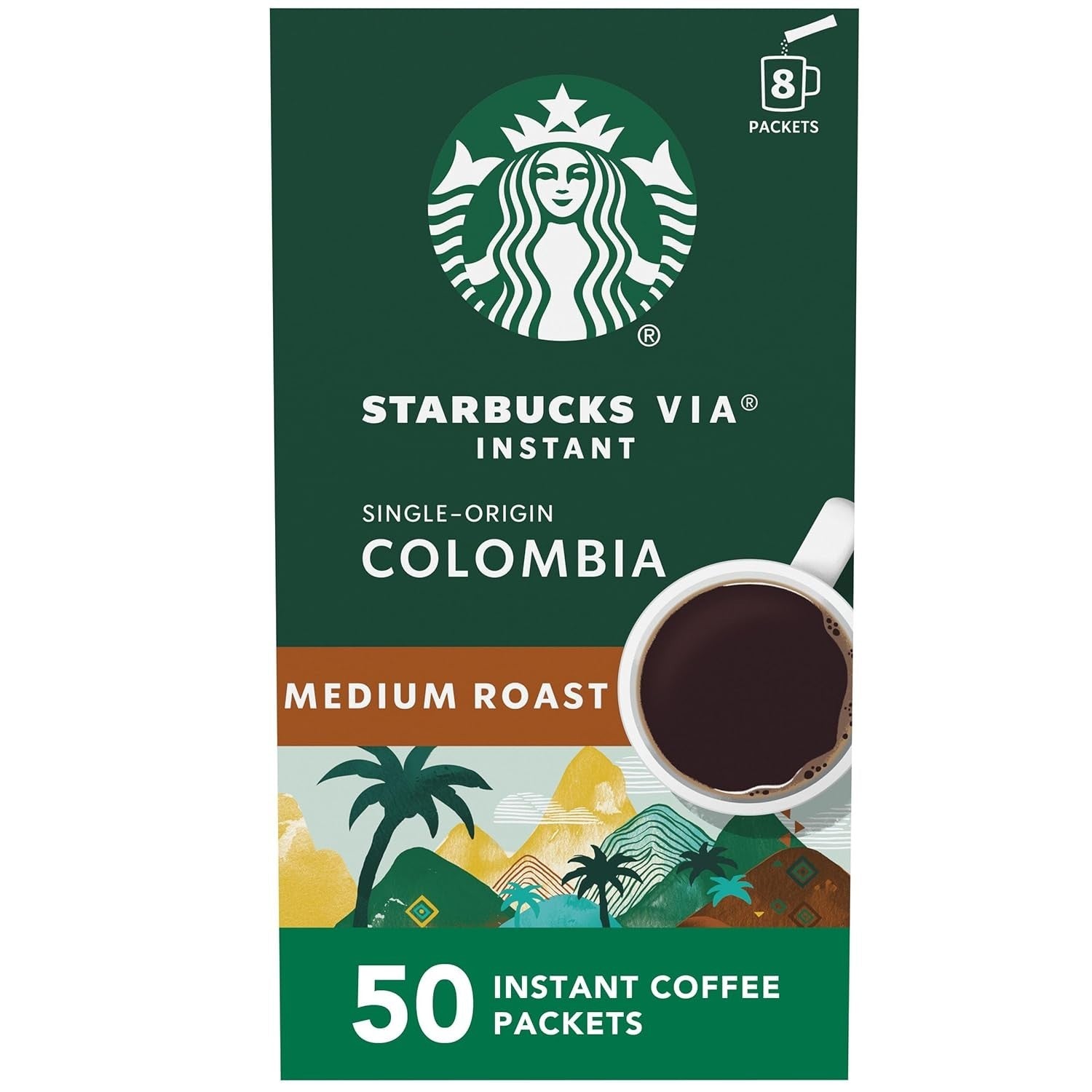 Starbucks Via Ready Brew Colombia Instant Coffee Box - 50 Count ...