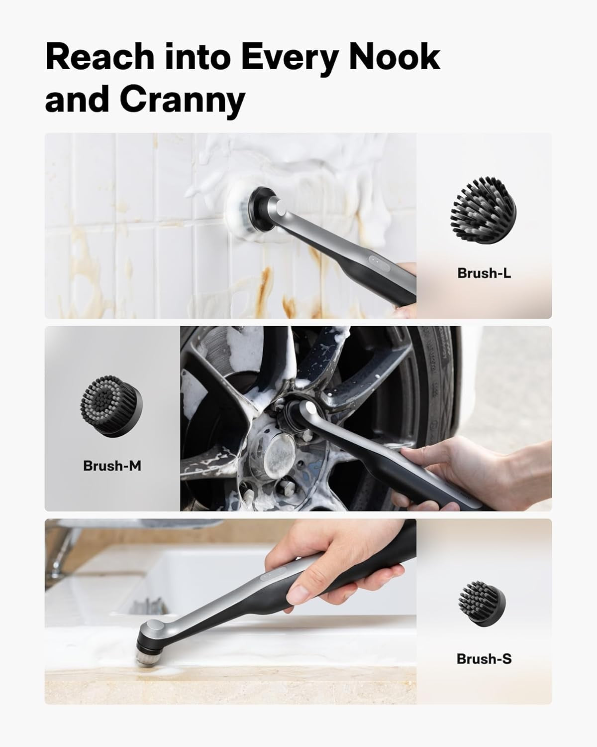 HOTO Wand Cordless Spin Scrubber - Electric Rechargeable Waterproof