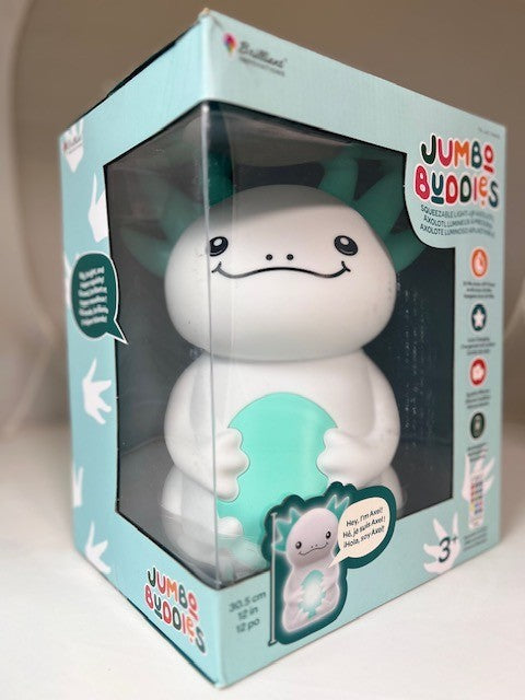 Jumbo Buddies Squeezable Kids Color Changing Night Light Lamp - Axolotl Axel 12"