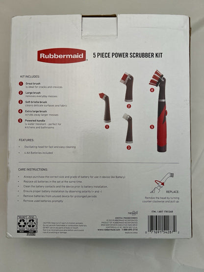 Rubbermaid Power Scrubber w/ 4 oscilation Heads - Battery Powered - 5 Piece Kit