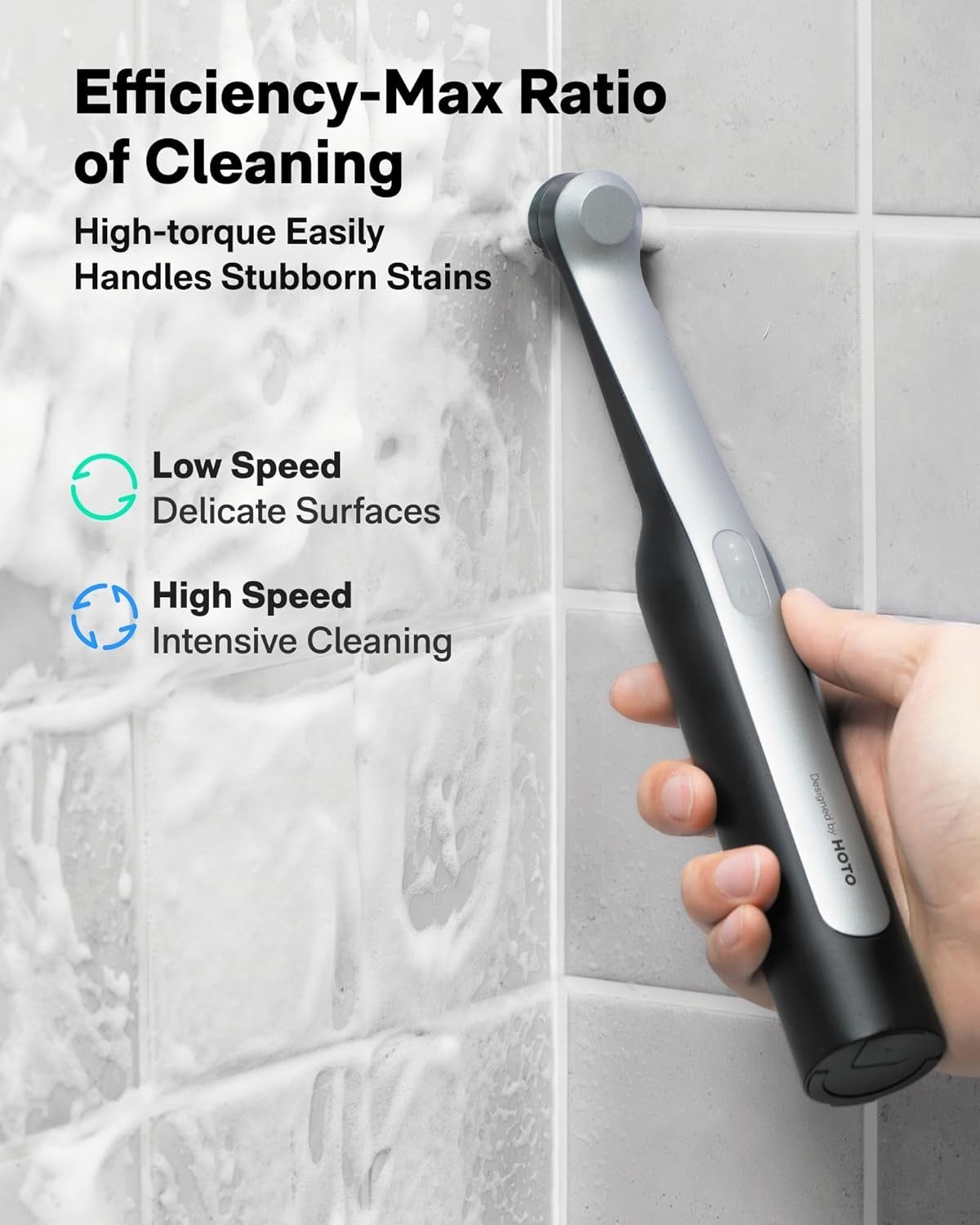 HOTO Wand Cordless Spin Scrubber - Electric Rechargeable Waterproof