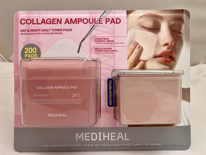 MEDIHEAL Collagen Ampoule Pad Facial Toner Pads Collagen & Ceramide (200 count)