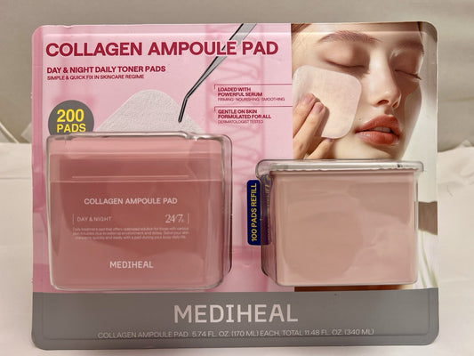 MEDIHEAL Collagen Ampoule Pad Facial Toner Pads Collagen & Ceramide (200 count)