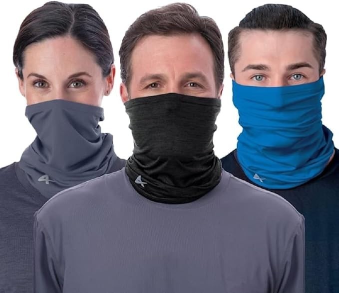 Arctic Cool Cooling Face Gaiter / Cover Unisex 3 Pack - Grey/Blue/Black