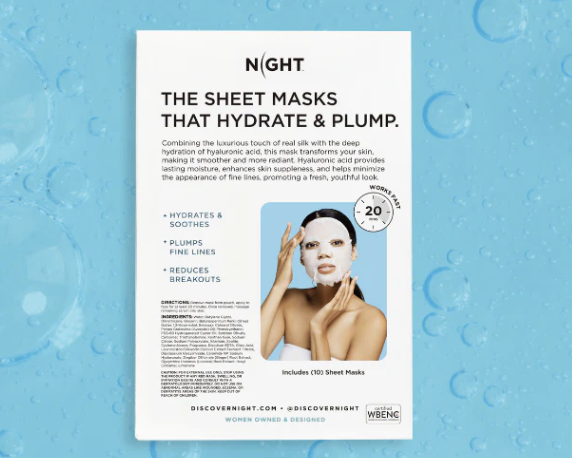 Night Skincare Hyaluronic Acid Anti-Aging Silk Sheet Masks 10 Count SEALED