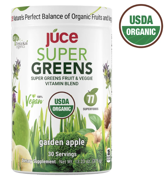 Terra Kai USDA Organic Juce Super Greens Fruit and Veggie Powder, 13.23 Ounces