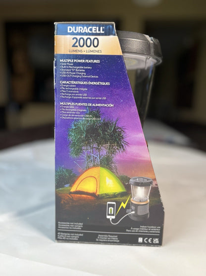 Duracell TRI-Power 2000 Lumen LED Solar + USB Rechargeable Lantern Light