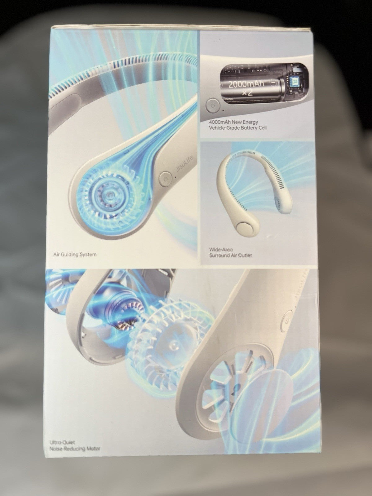 JISULIFE Powerful Neck Fan 2 Pack - 5 Speeds! Rechargeable Portable AC