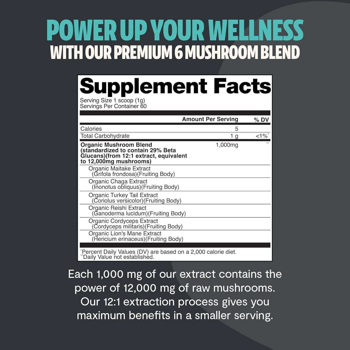 FreshCap Mushrooms Ultimate Mushroom Supplement Powder - 60g - Focus & Memory