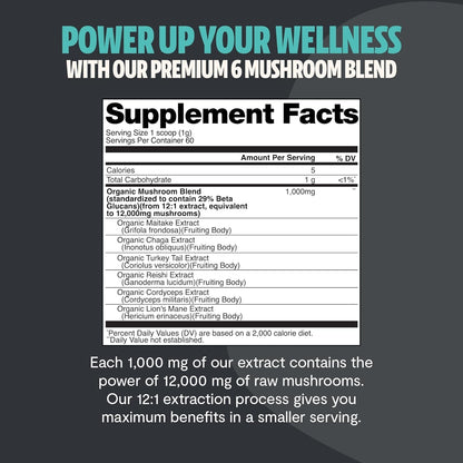 FreshCap Mushrooms Ultimate Mushroom Supplement Powder - 60g - Focus & Memory