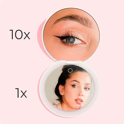 ILIOS Lighting Professional LED Rechargeable Compact Makeup Mirror 1X / 10X -New