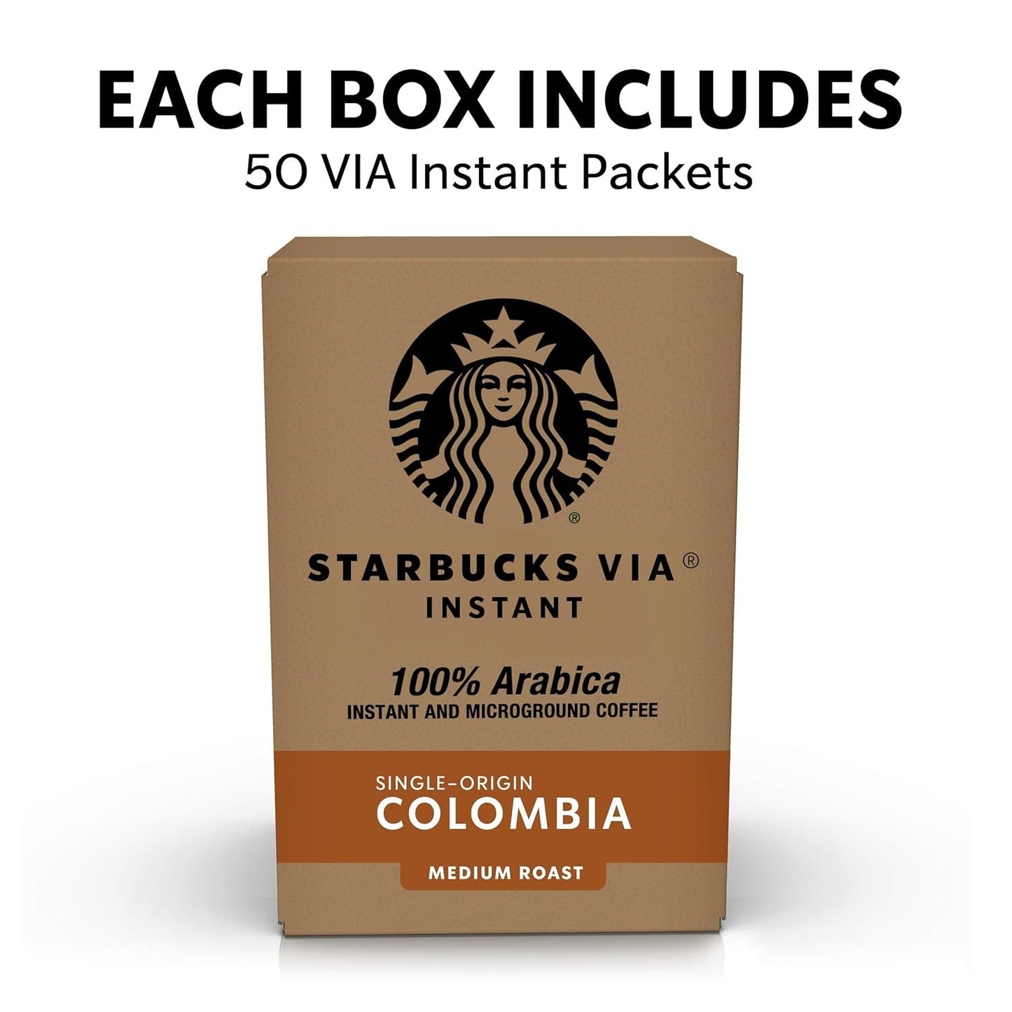 Starbucks Via Ready Brew Colombia Instant Coffee Box - 50 Count