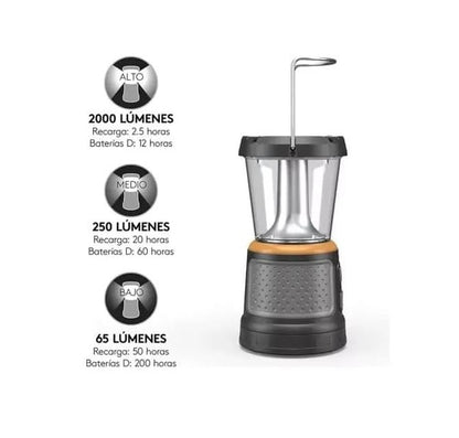 Duracell TRI-Power 2000 Lumen LED Solar + USB Rechargeable Lantern Light