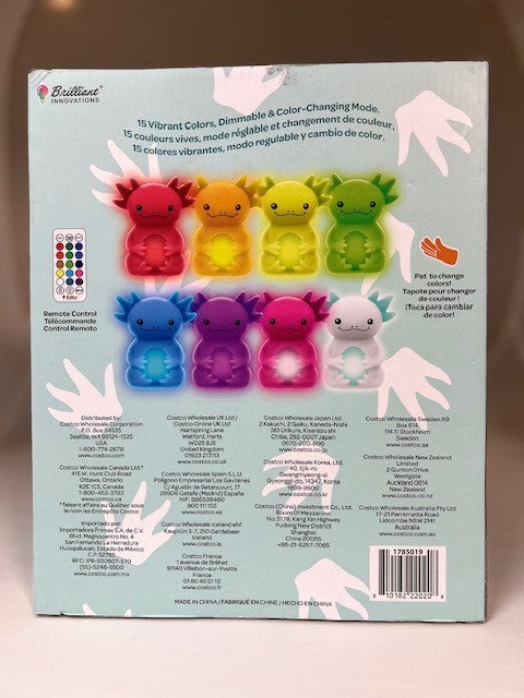 Jumbo Buddies Squeezable Kids Color Changing Night Light Lamp - Axolotl Axel 12"