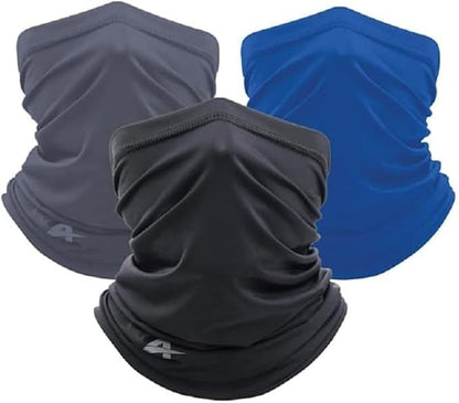 Arctic Cool Cooling Face Gaiter / Cover Unisex 3 Pack - Grey/Blue/Black