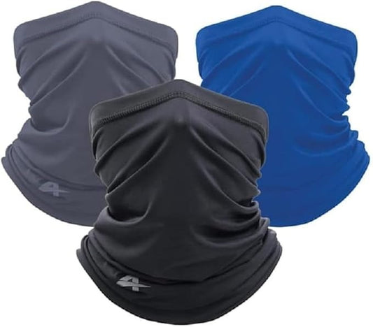 Arctic Cool Cooling Face Gaiter / Cover Unisex 3 Pack - Grey/Blue/Black