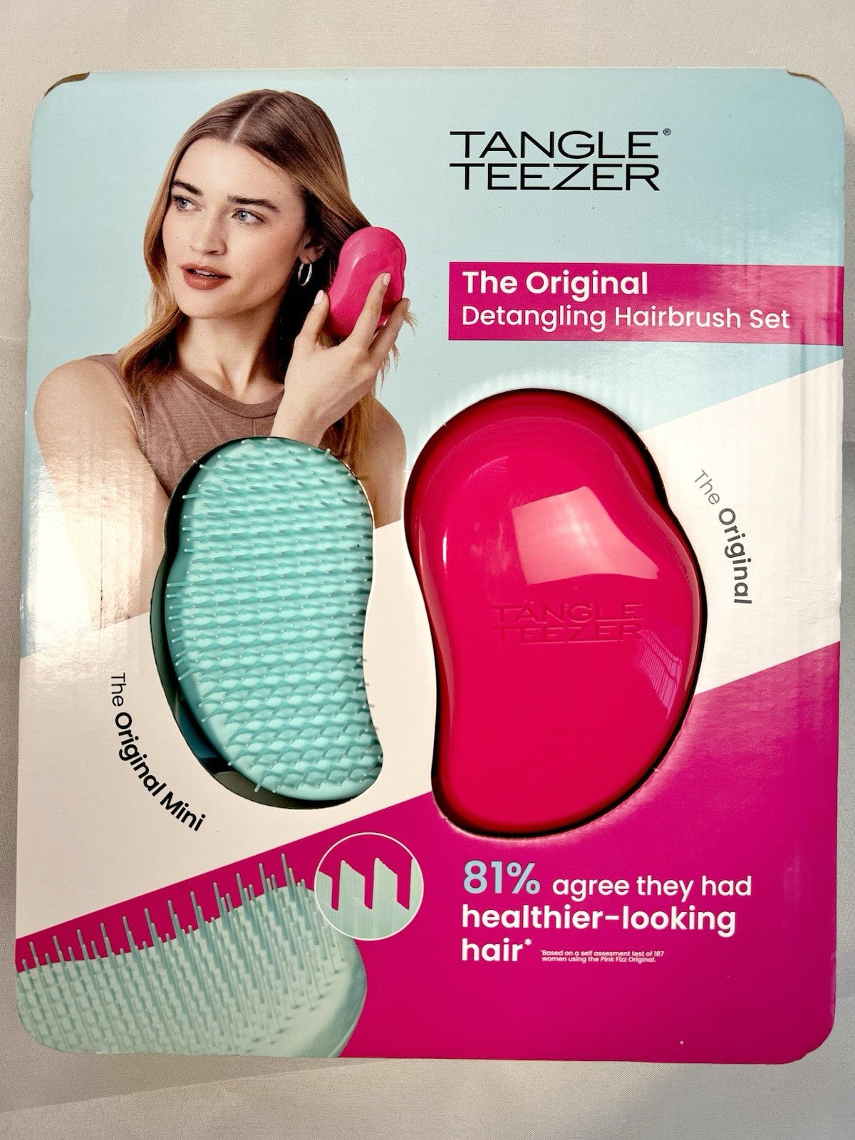 Tangle Teezer The Original & Mini Detangling Hairbrushes Dry & Wet Hair - 2 Pack