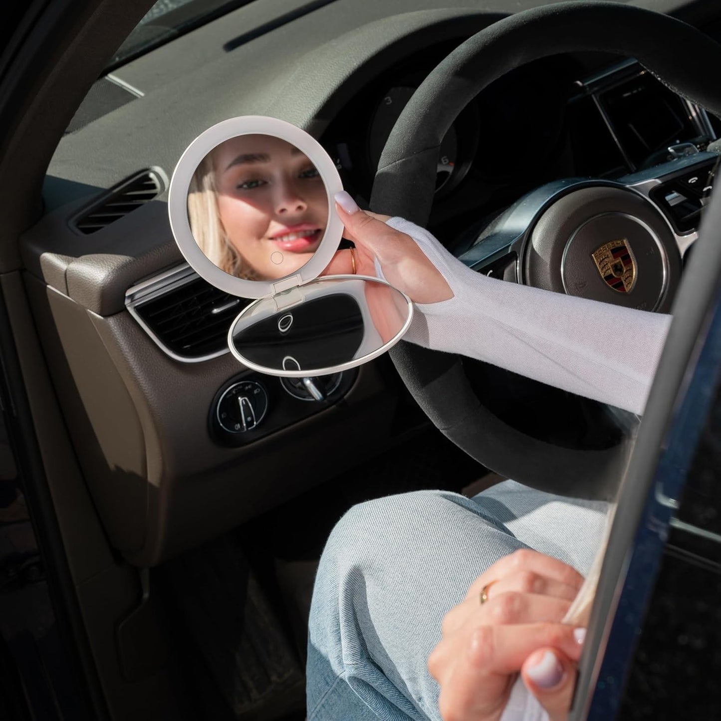 ILIOS Lighting Professional LED Rechargeable Compact Makeup Mirror 1X / 10X -New