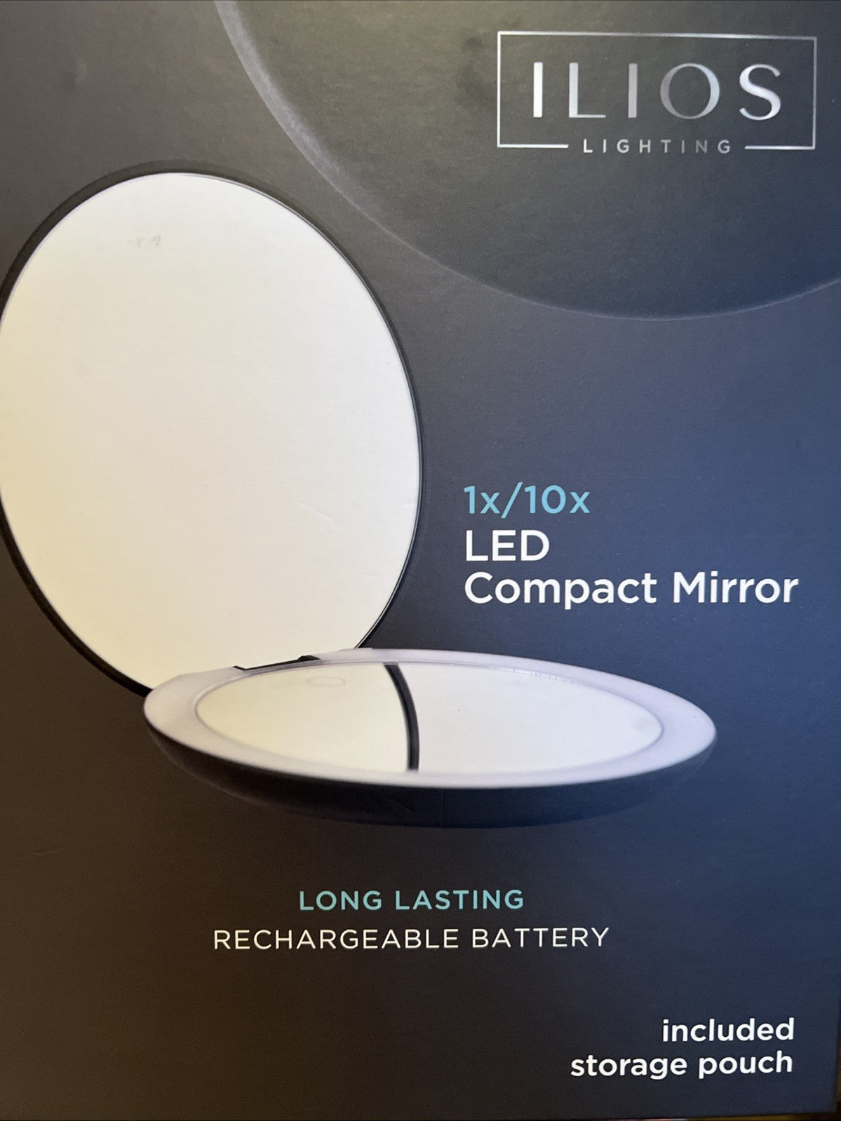 ILIOS Lighting Professional LED Rechargeable Compact Makeup Mirror 1X / 10X -New
