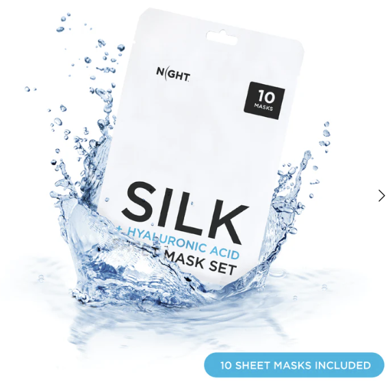 Night Skincare Hyaluronic Acid Anti-Aging Silk Sheet Masks 10 Count SEALED