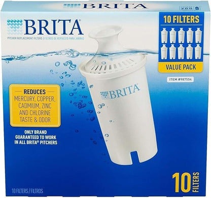 Brita Standard Water Filters 10 Pack for Pitchers and Dispensers BPA Free 987554