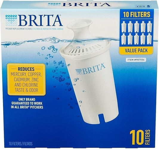 Brita Standard Water Filters 10 Pack for Pitchers and Dispensers BPA Free 987554