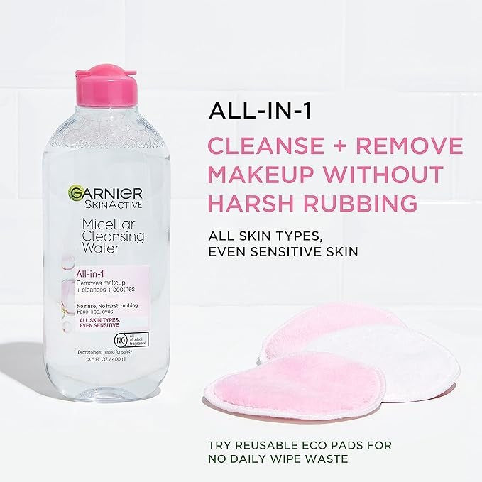 2 PACK Garnier Micellar Water Hydrating Facial Cleanser & Makeup Remover 23.7 oz