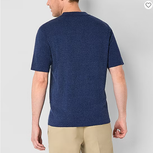 Stafford Linen Blend Mens Short Sleeve Button Polo