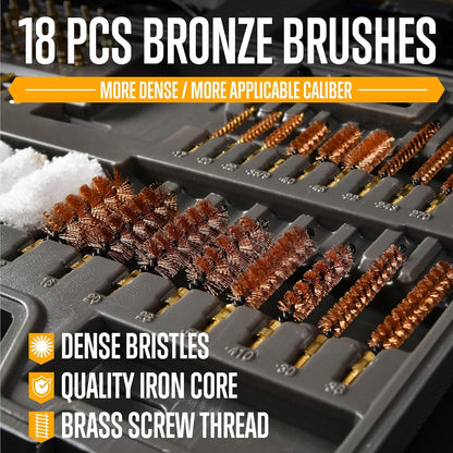 GLORYFIRE Elite Gun Cleaning Kit, Handgun Shotgun Pistol Universal Cleaning Kit with All Brass High-end Brushes, Jags, Reinforced and Lengthened Rods