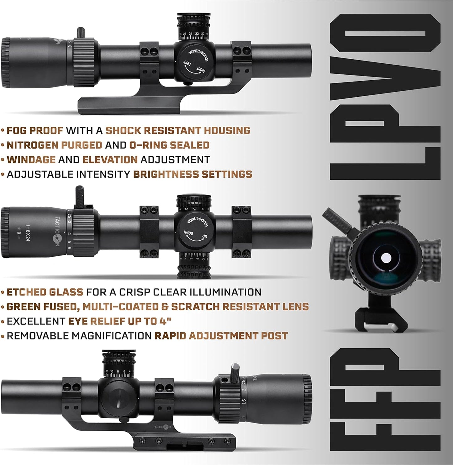 Tacticon Apex Falcon 1-6 x 24mm FFP LPVO Scope with Cantilever Mount