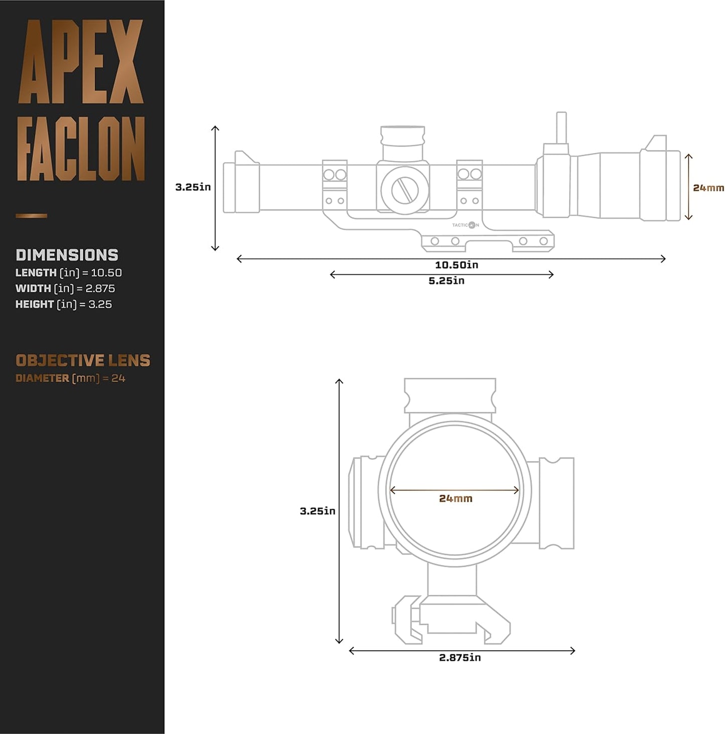Tacticon Apex Falcon 1-6 x 24mm FFP LPVO Scope with Cantilever Mount