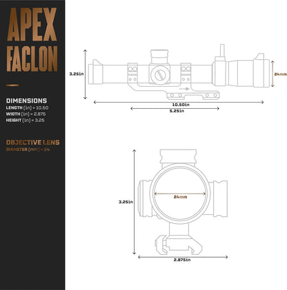 Tacticon Apex Falcon 1-6 x 24mm FFP LPVO Scope with Cantilever Mount